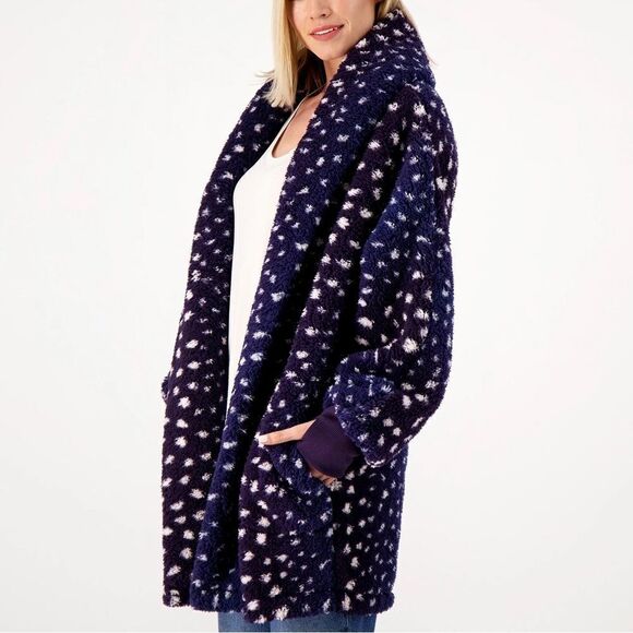 BumbleBella by Jill Martin Petite Sherpa Shawl Collar Button Lounger - Picture 1 of 5